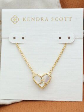 Kendra Scott | Ari Heart Letter A - Gold Mother-of-Pearl Necklace